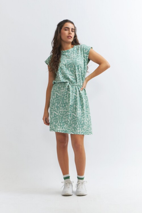 Vestido corto con lazo VERDE OLIVA