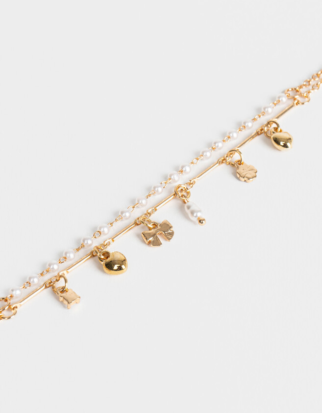 Pulseras Flexibles Con perlas Pulsera Flexible Con Perlas - Dorado