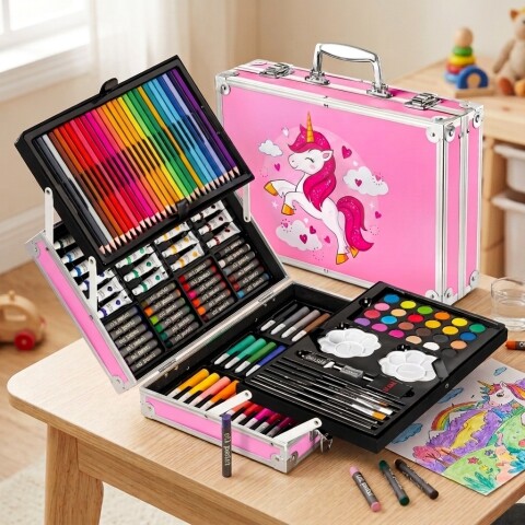 Set de Arte Infantil en Valija 145 Piezas Variante Color Rosa
