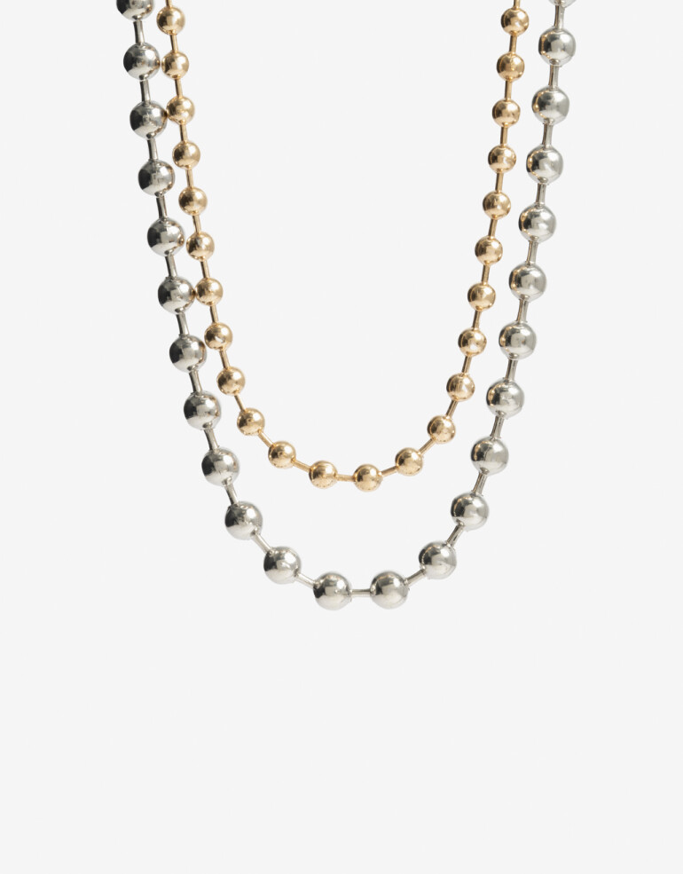 Collares Cortos Metal Set De Collares Biplating - Combinacion Bicolor