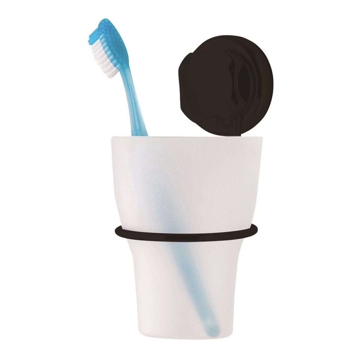 SOPORTE C/VASO P/CEPILLO ACERO NEGRO. 11x8x16CM 