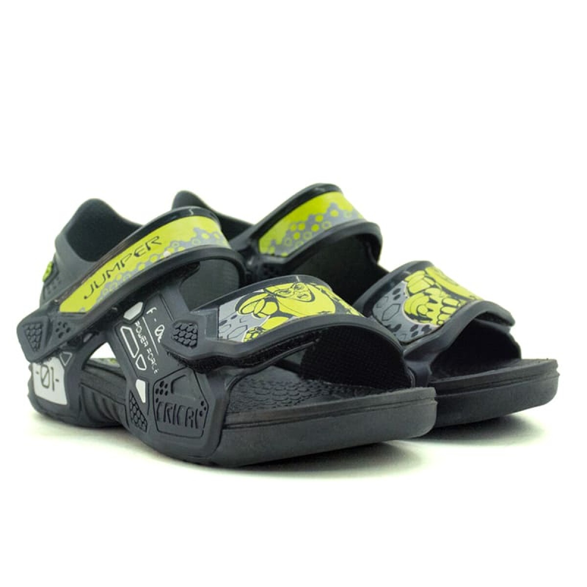 Sandalia Crical C/Velcro de Niños - C204 - Negro-blanco 