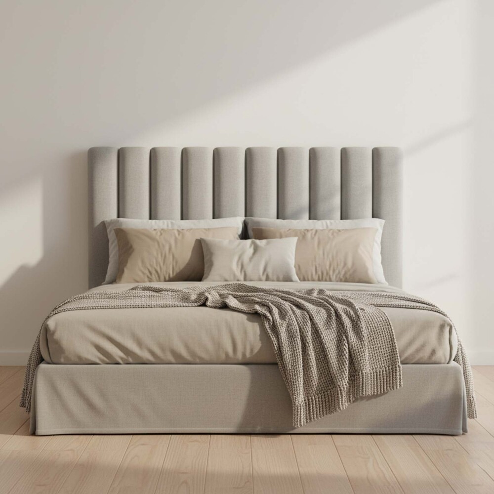 RESPALDO SUPER KING TELA GRIS ISABELLA