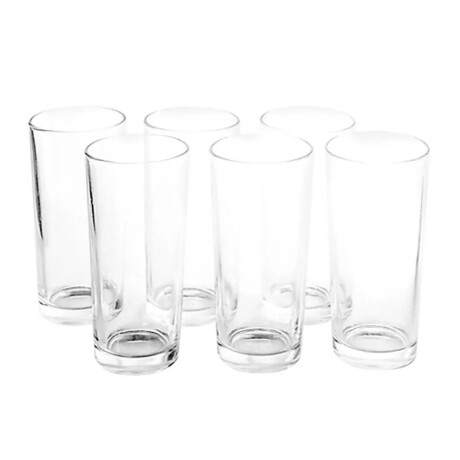 Set X6 Vaso Cubero en Vidrio con Fondo Delgado Crisa 295Ml Transparente