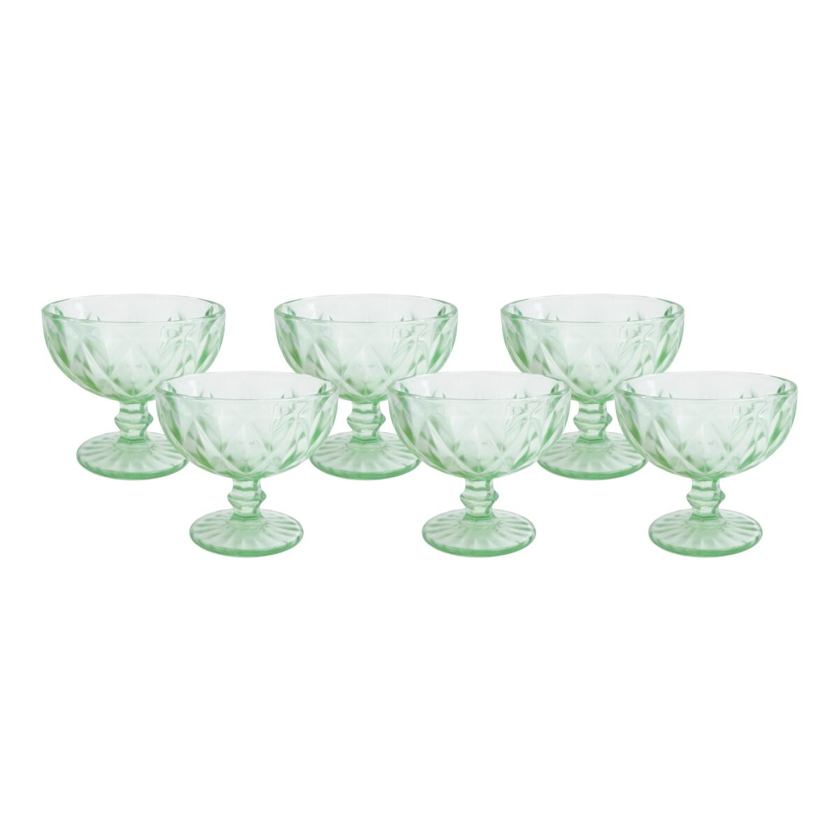 Set de 6 copas para helado de vidrio labrado 