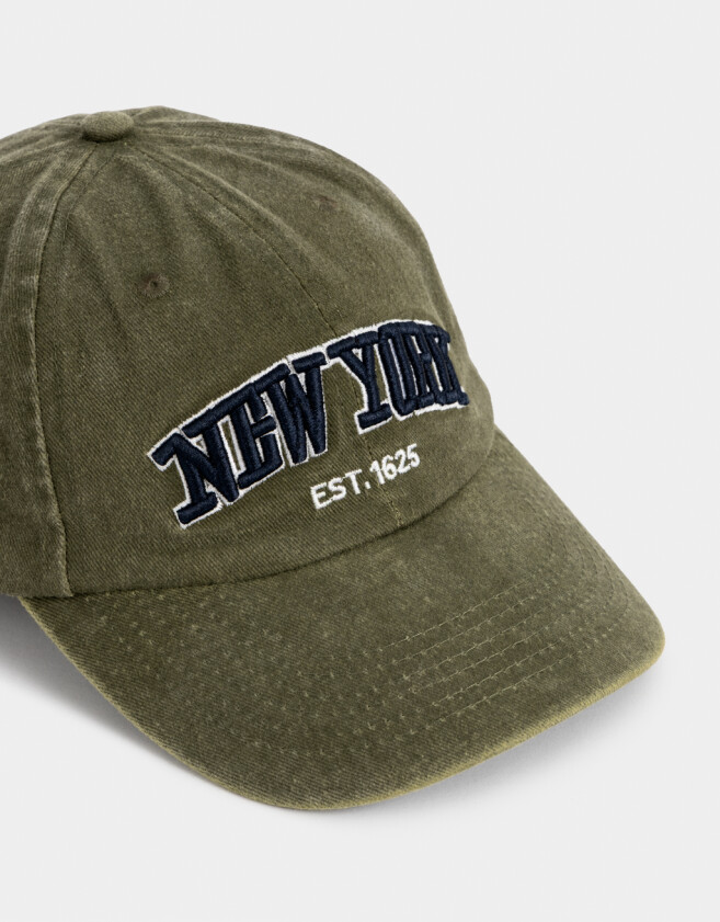 Caps Denim Gorra Efecto Lavado Bordada - Verde Claro