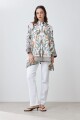 Camisa oversized con estampa floral verde oliva