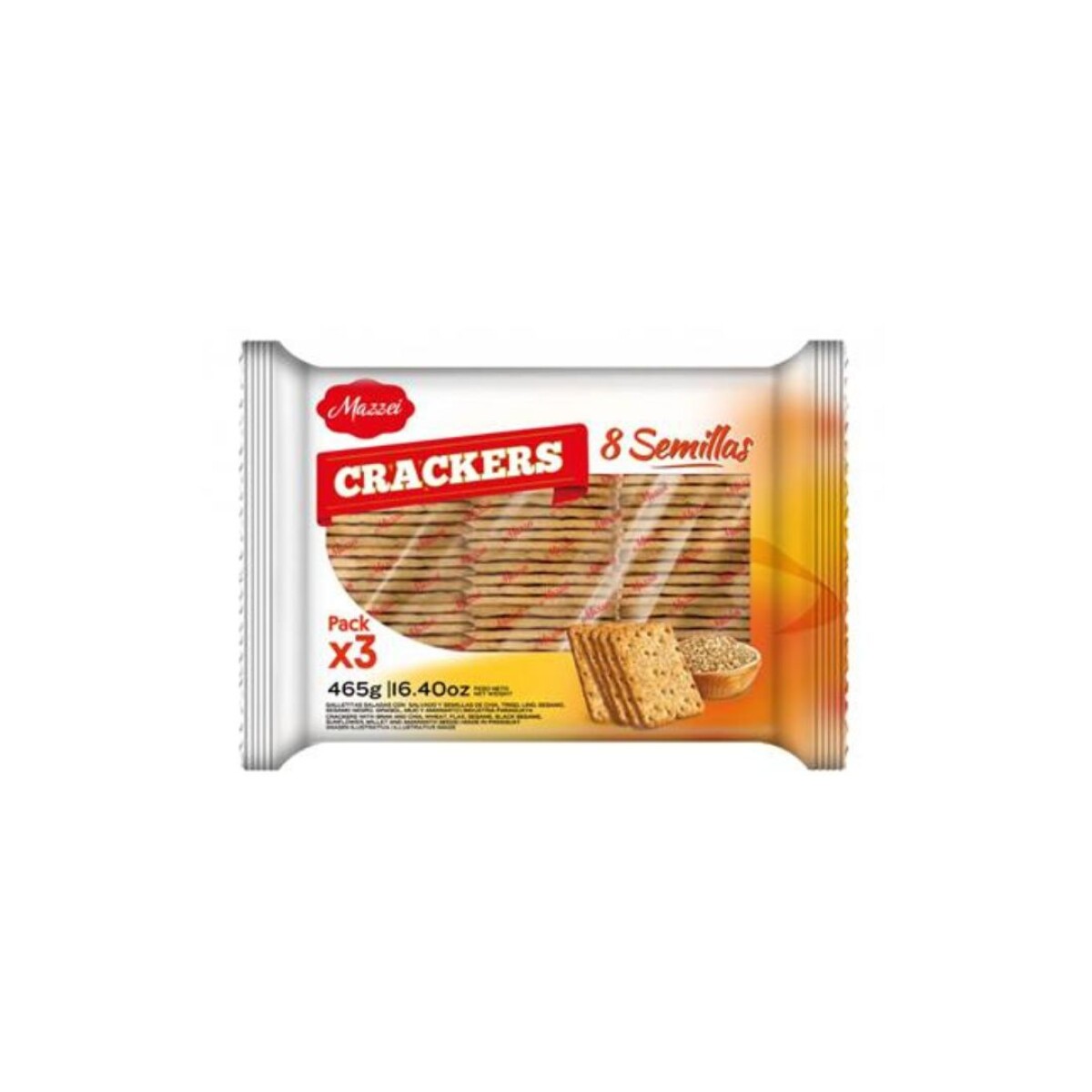 GALLETITA MAZZEI CRACKERS TRIPACK 8 SEMILLAS 465GRS 
