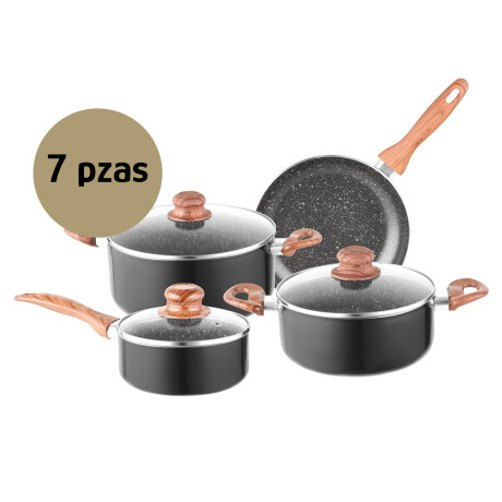 Juego de Batería Antiadherente Cocina 7P c/Tapa Selecta Plus Negro