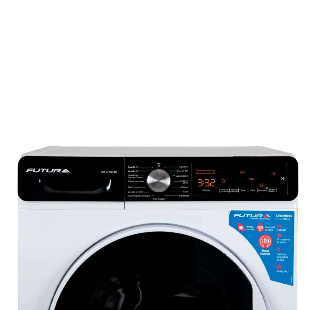 Lavarropas c/frontal Futura FUT-LF10K-IN – 10,5 Kg. acero inoxidable