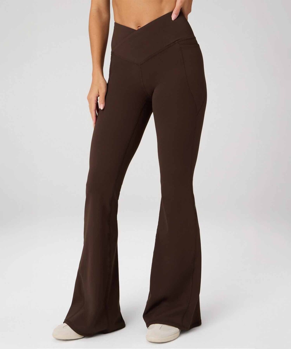 Legging Oasis High-Waisted Crossover Flare Mujer - Cacao 