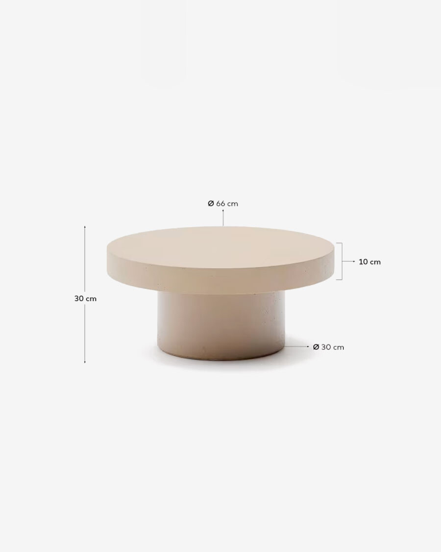 Mesa de centro Aiguablava de cemento verde Ø 66 cm beige Ø 66 cm