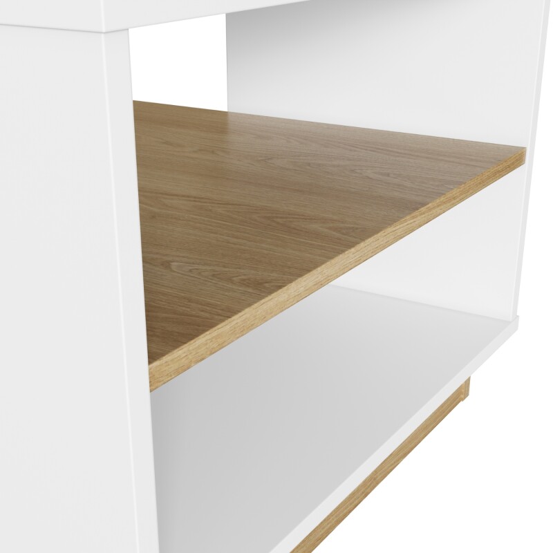 Mesa Ratona De Centro Living Blanco/Roble Con Estante Lumax Mesa Ratona De Centro Living Blanco/Roble Con Estante Lumax