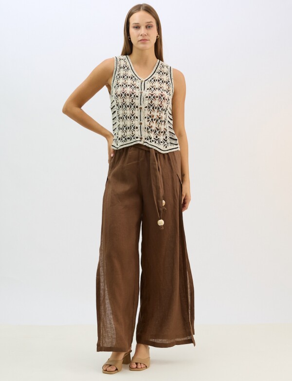 Chaleco Calado Con Vivos A Contraste NEGRO/BEIGE