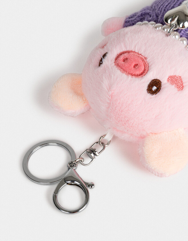 Llavero Peluche Llavero Y Charm De Peluche De Cerdito - Rosa Claro
