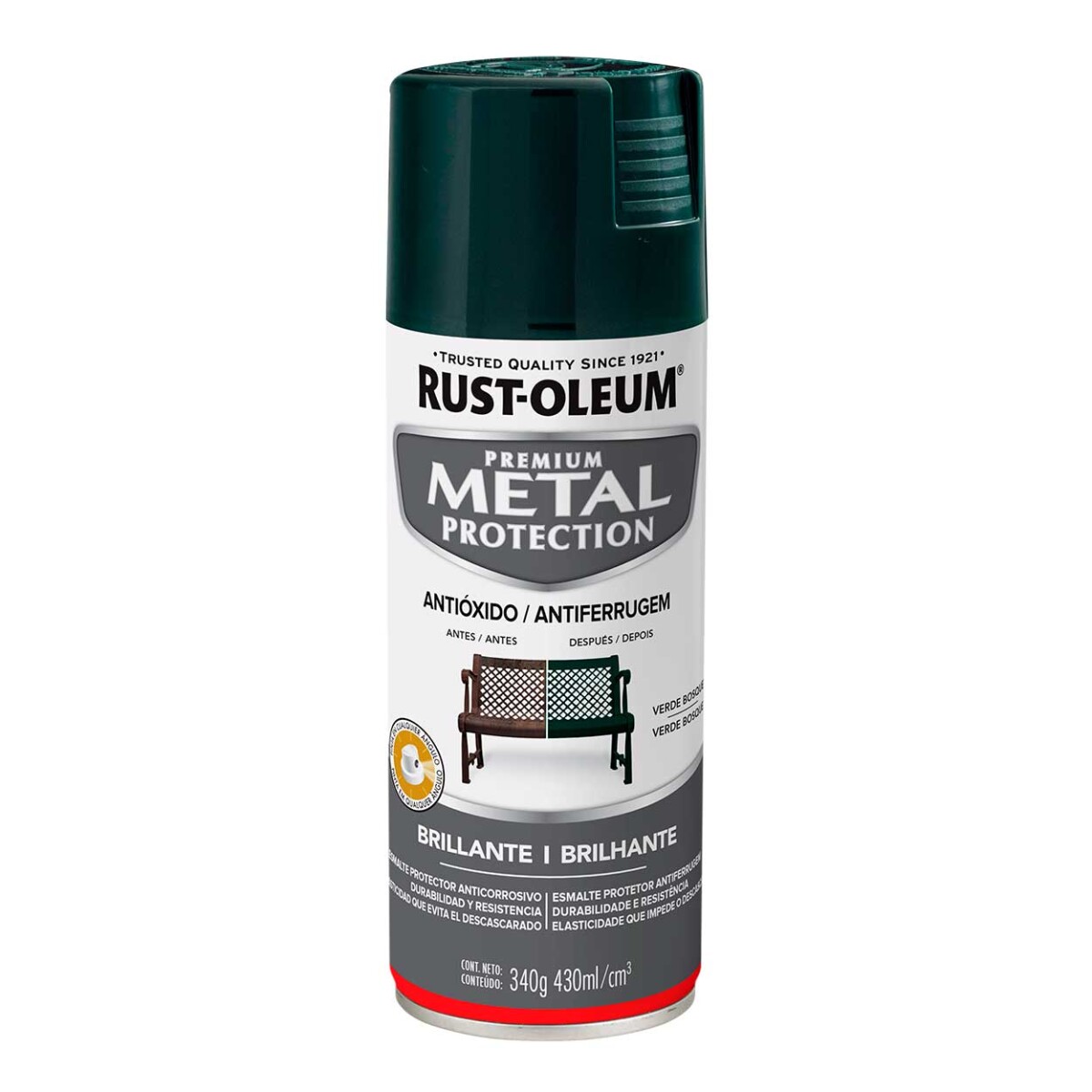 Esmalte Aerosol Metal Protection - Verde Bosque 340Gr Rust Oleum 