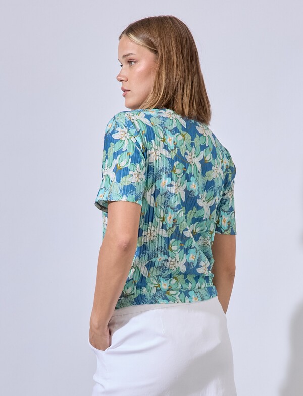 Blusa Plisada Print MULTI/VERDE