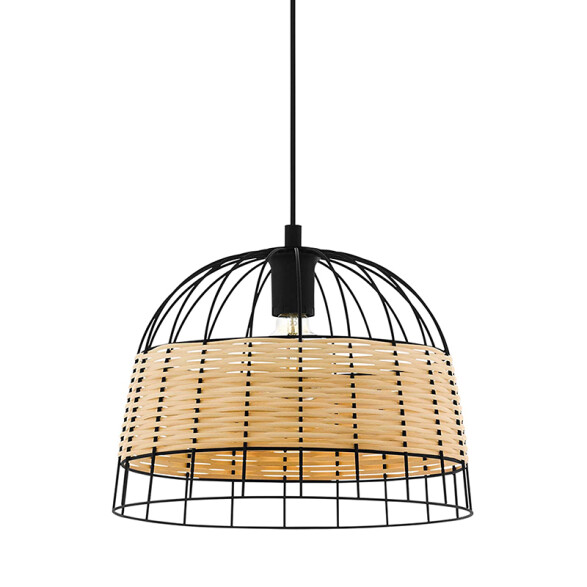 Colgante reja negro/ratán 1XE27 Ø370X1100MM ANWICK EG3313