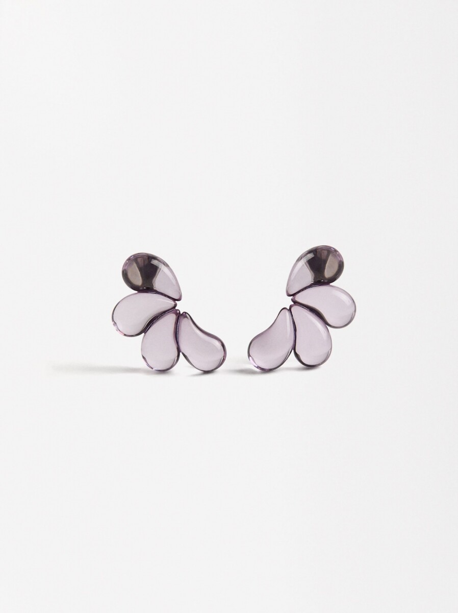 Pendientes Media Flor Transparente - gris 