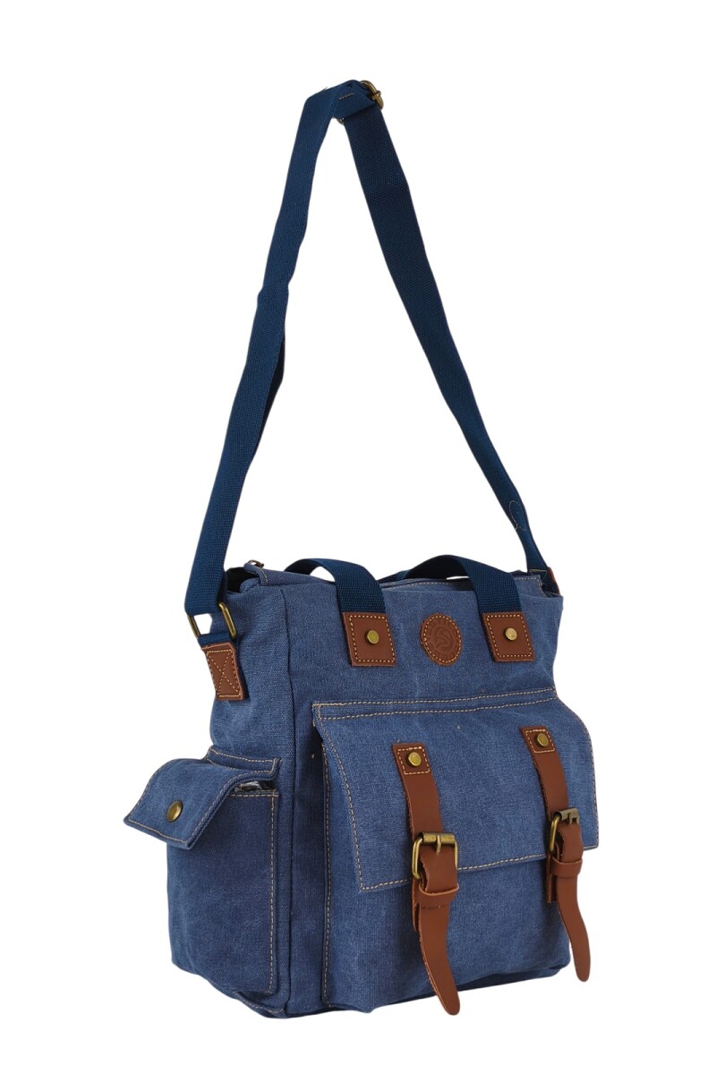 Bolso con múltiples bolsillos interiores azul
