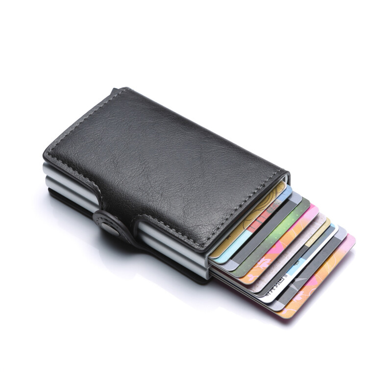 Billetera doble color negro con protección RFID Billetera Doble Color Negro Con Protección Rfid
