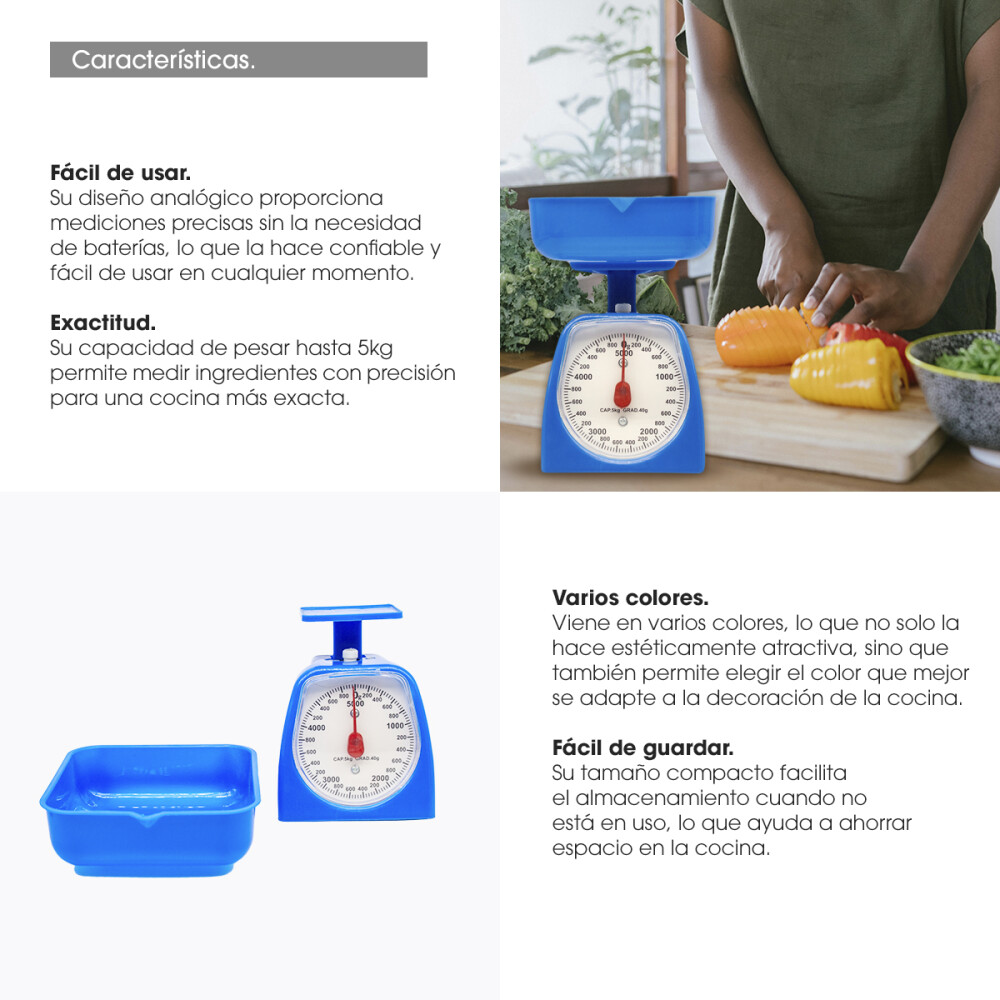 Balanza De Cocina Analógica 5kg Varios Colores Practica Color azul