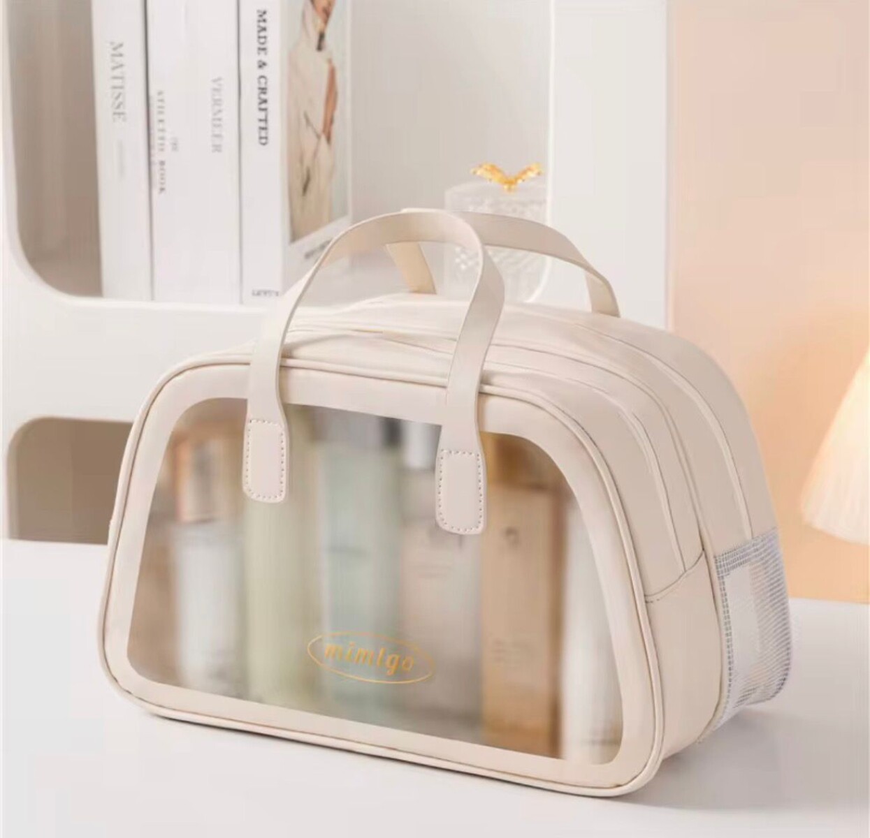 Necessaire de Viaje Organizador Impermeable con Compartimentos _ Ideal Porta Cosméticos y/o Artículos de Baño - Blanco 