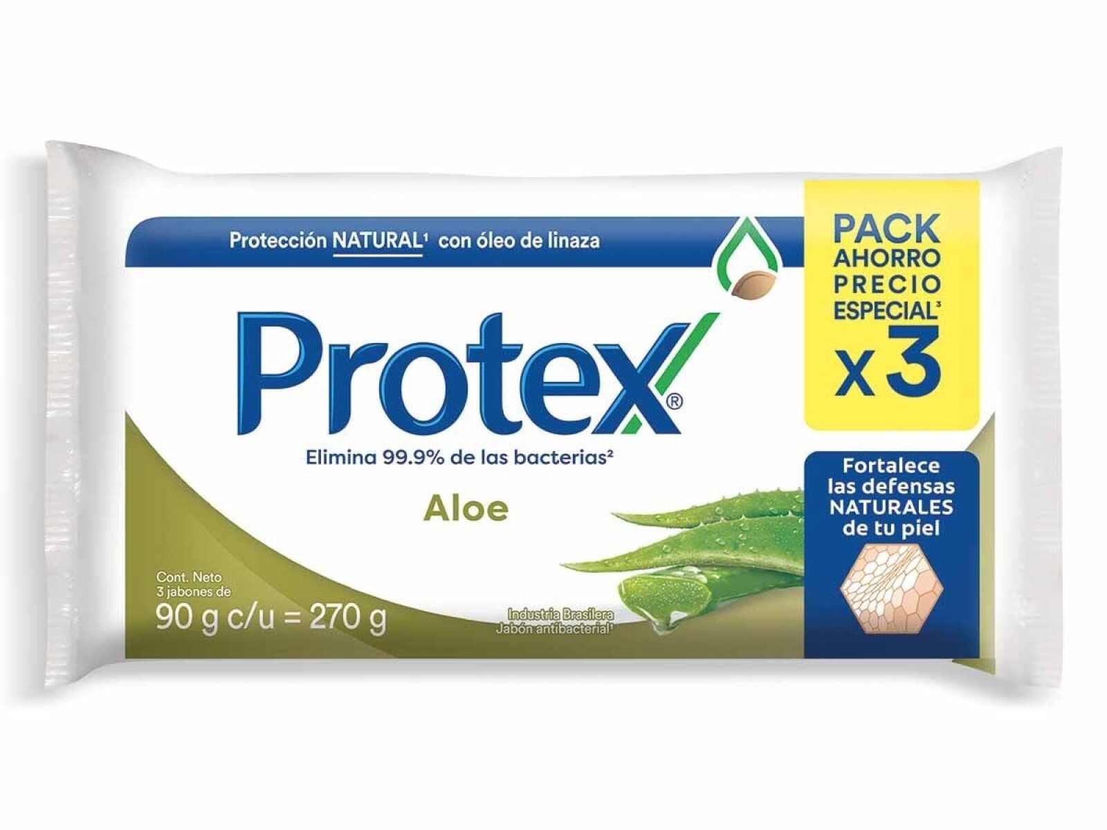 Protex Jabón Aloe 90g Pack X3 
