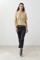 Remera lurex escote V beige