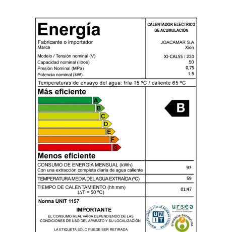 Calefón de Acero 50 Lts Xion XI-CAL55-CU Calefón de Acero 50 Lts Xion XI-CAL55-CU