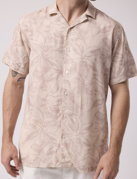 Camisa m/c estampada beige