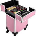 Valija De Maquillaje Profesional Con Rueditas Rosa