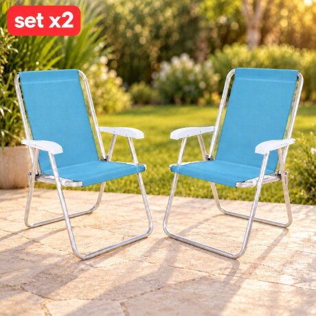 Set X 2 Sillas Altas Conforto Sannet Aluminio CELESTE