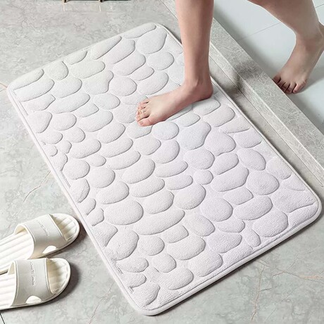 Alfombra Baño Absorbente y Antideslizante Microfibra 45x75Cm Blanco