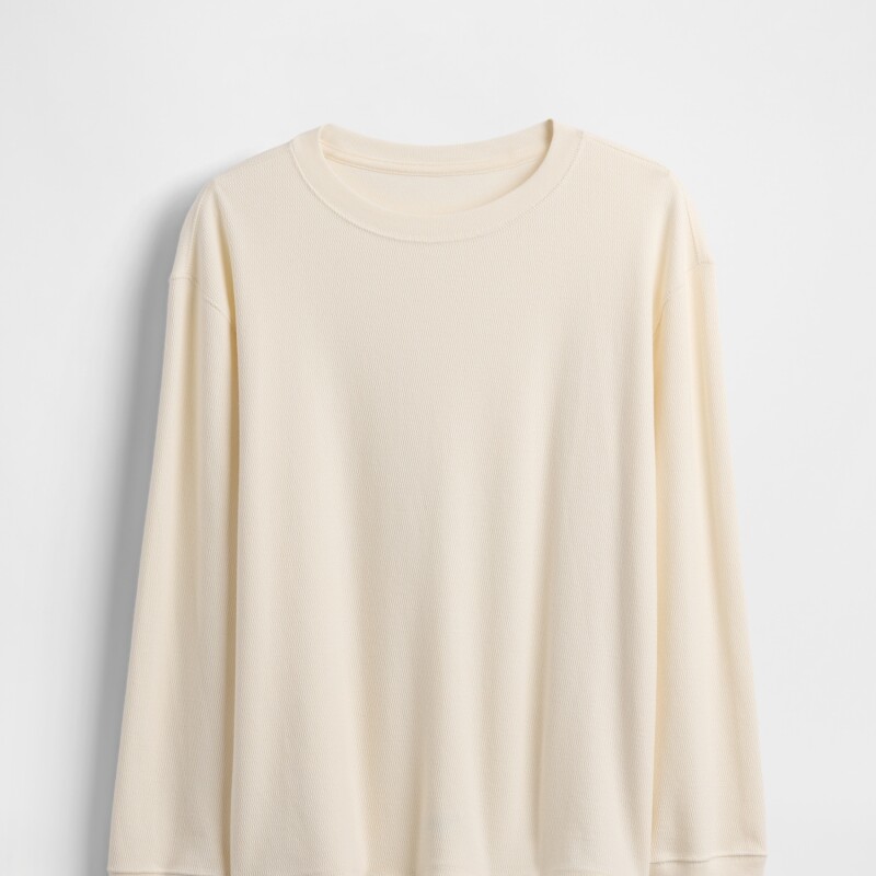 LS WAFFLE TEE IVORY FROST