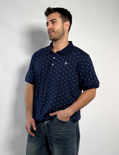 Remera polo de algodon estampada Darin Azul