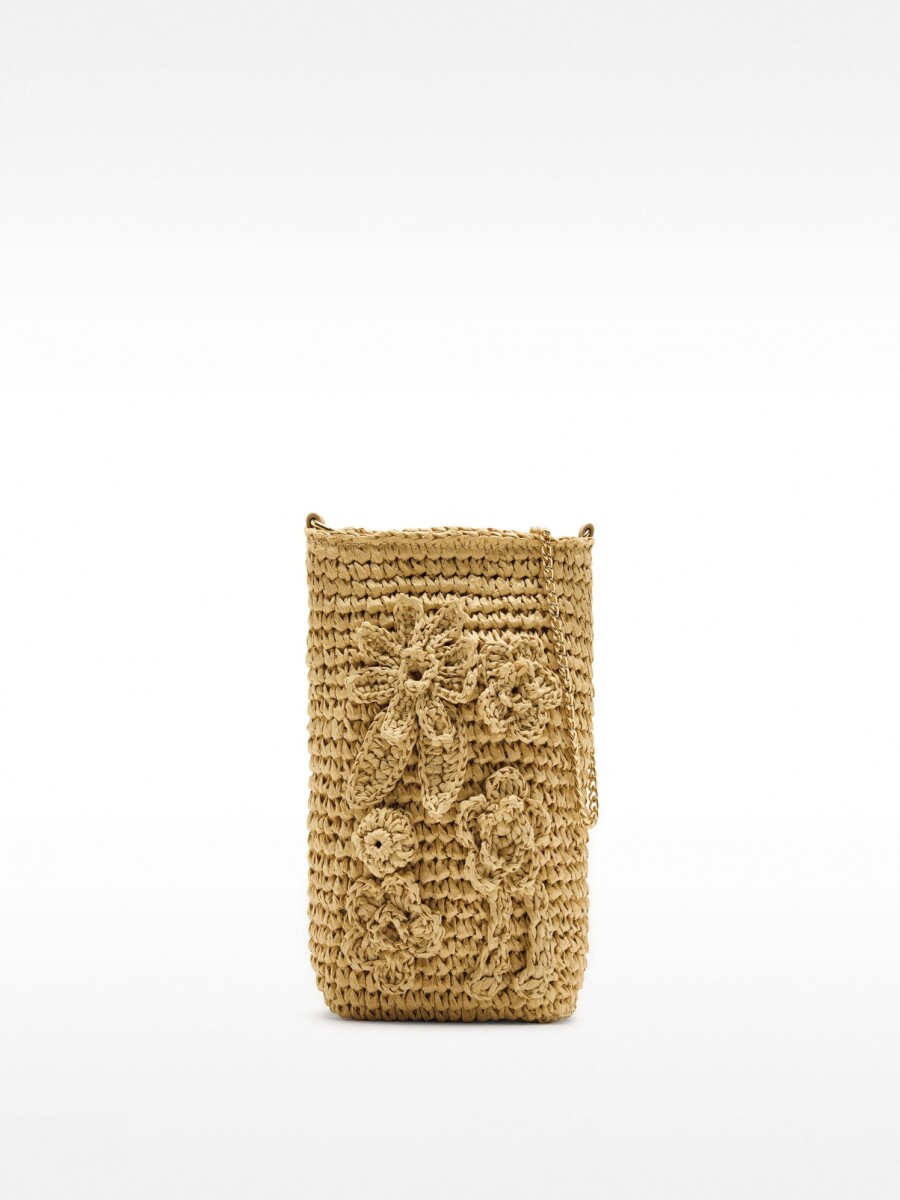 Bolso Para Móvil Efecto Rafia beige