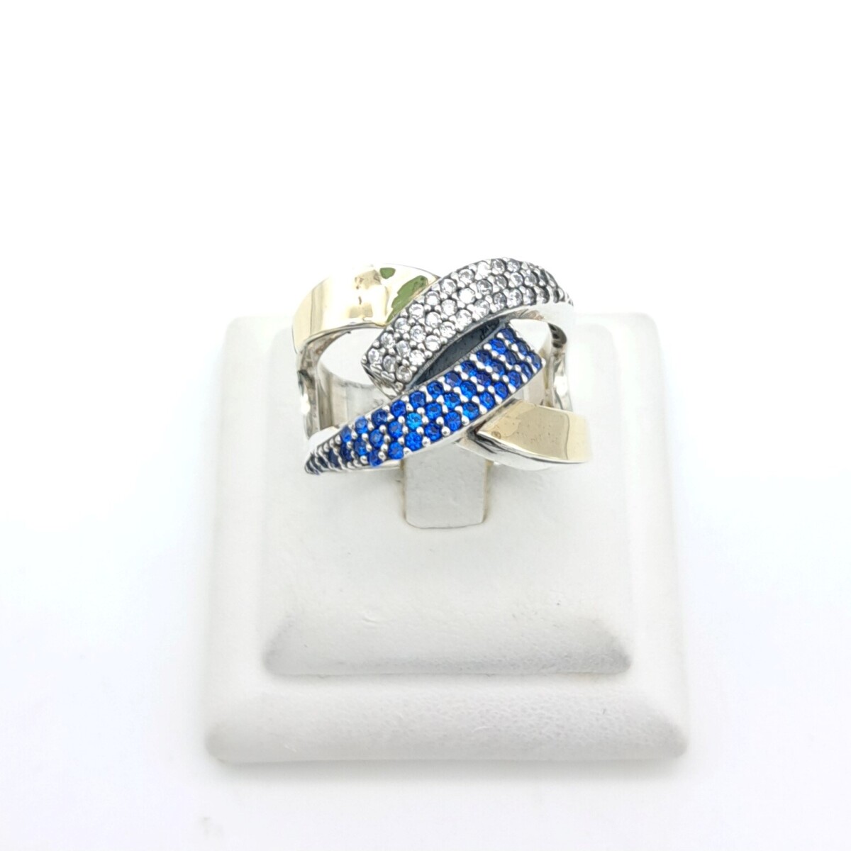 Anillo de plata 925, double en oro 18 ktes y circonias. 