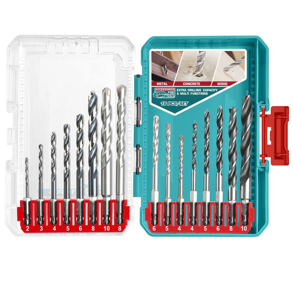 Set De 16 Mechas (Metal, Hormigón Y Madera) 