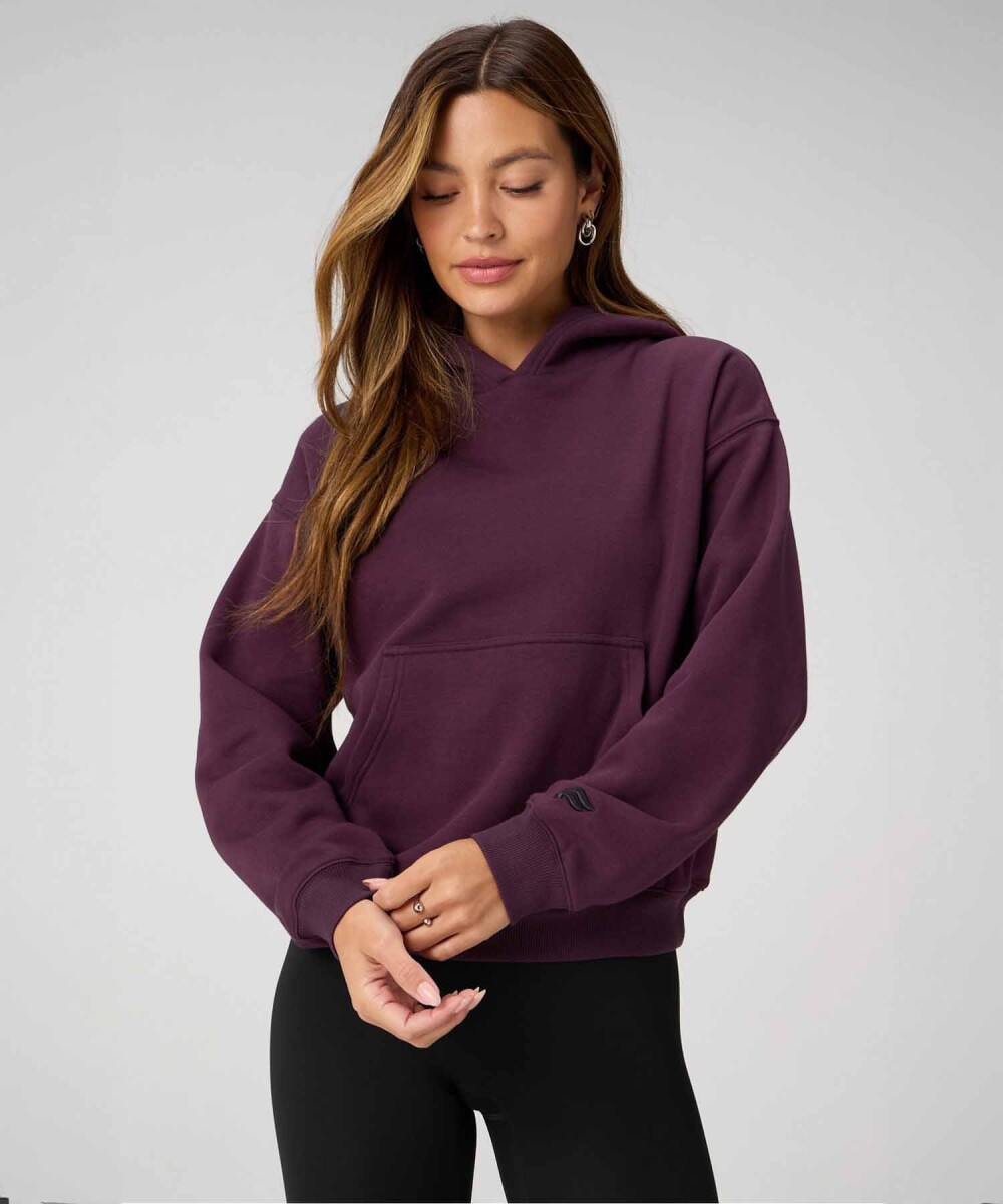 Polera Cozy Fleece Hoodie Mujer - Oxblood 