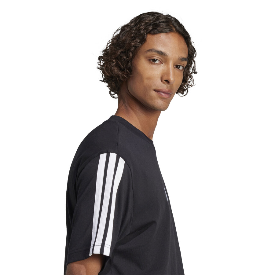 Remera de Hombre Adidas Essentials 3 Negro - Blanco