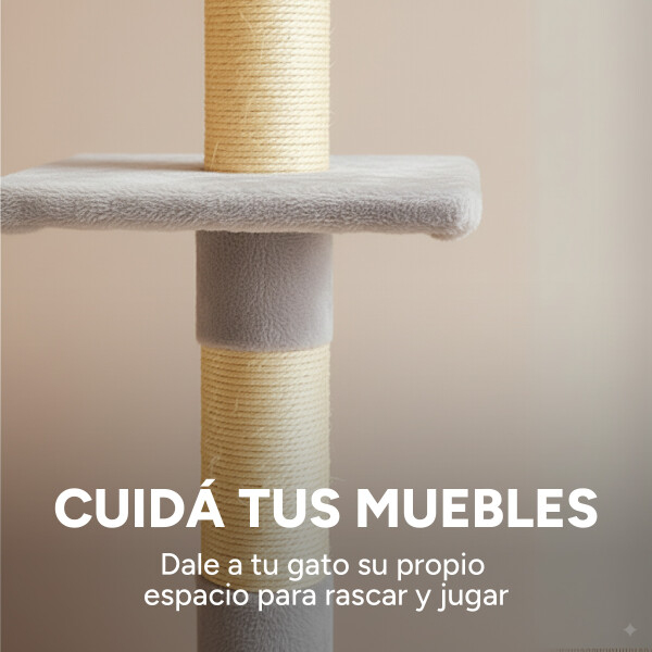 Rascador Torre 5 Niveles En Felpa Y Sisal Para Gato Juego Variante Color Gris Claro