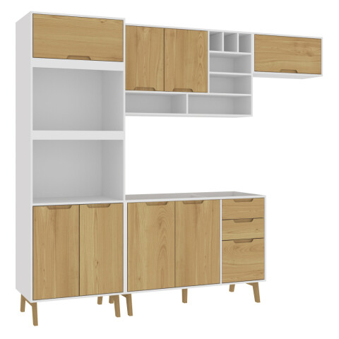 Kit de Cocina 4 Muebles, Alacena Multiusos, Bajo Mesada y 2 Aéreos Línea Melilla - MDP - MADERA - Blanco Kit de Cocina 4 Muebles, Alacena Multiusos, Bajo Mesada y 2 Aéreos Línea Melilla - MDP - MADERA - Blanco