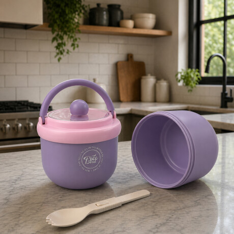 Vianda con cuchara plegable Lila