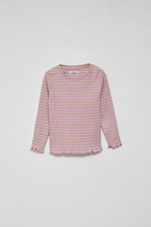 Camiseta manga larga en rib Lila