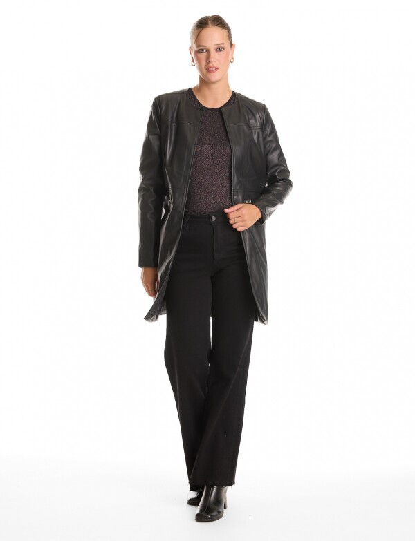 Chaqueta Eco Cuero Larga NEGRO
