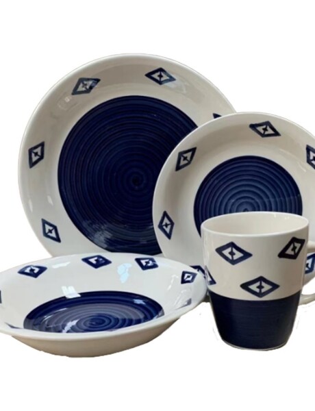JUEGO VAJILLA 16PCS 27/19/21/385ML AZUL/BLANCO JUEGO VAJILLA 16PCS 27/19/21/385ML AZUL/BLANCO