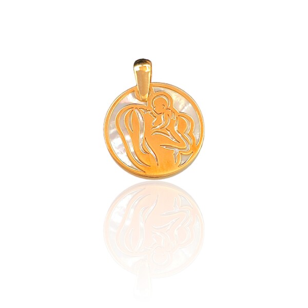 Dije Mamá y bebé-Oro bajo-Piedra Nácar-CP8564 Conpiedra