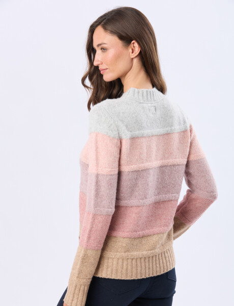 BUZO TEJIDO RAYADO Rosa