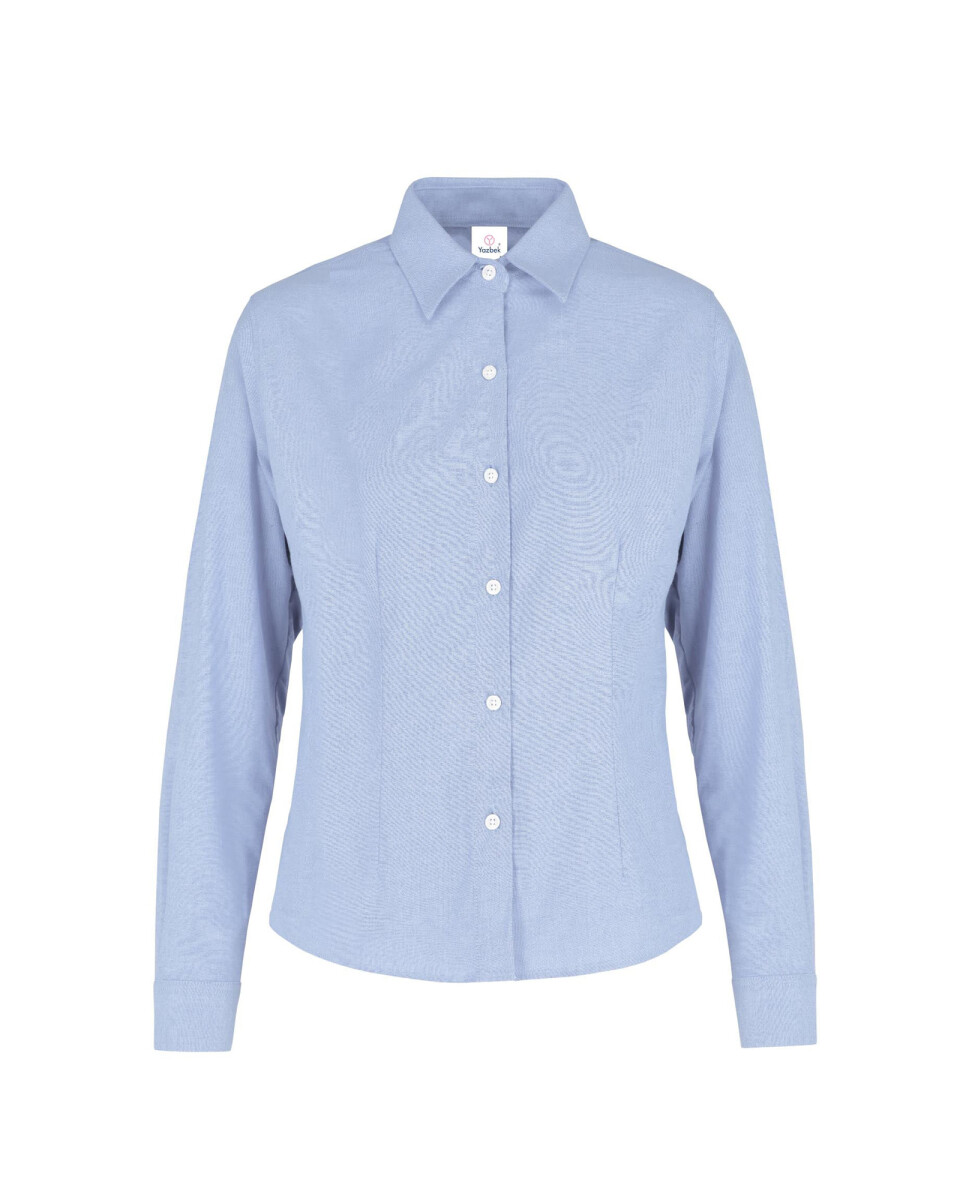 Camisa oxford manga larga dama - azul claro 